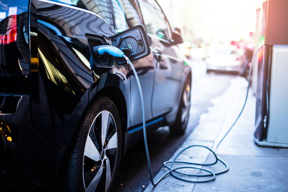 Electric car plugged in