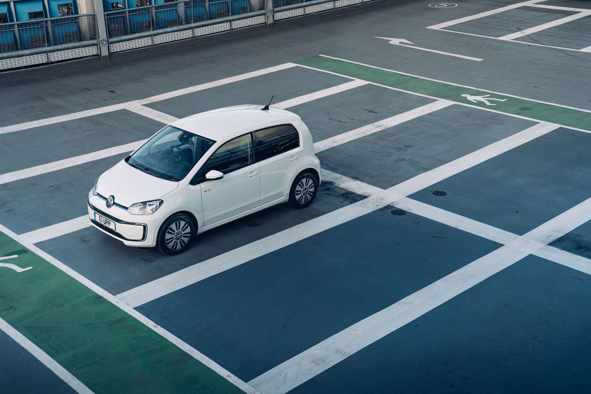 white volkswagen e-up