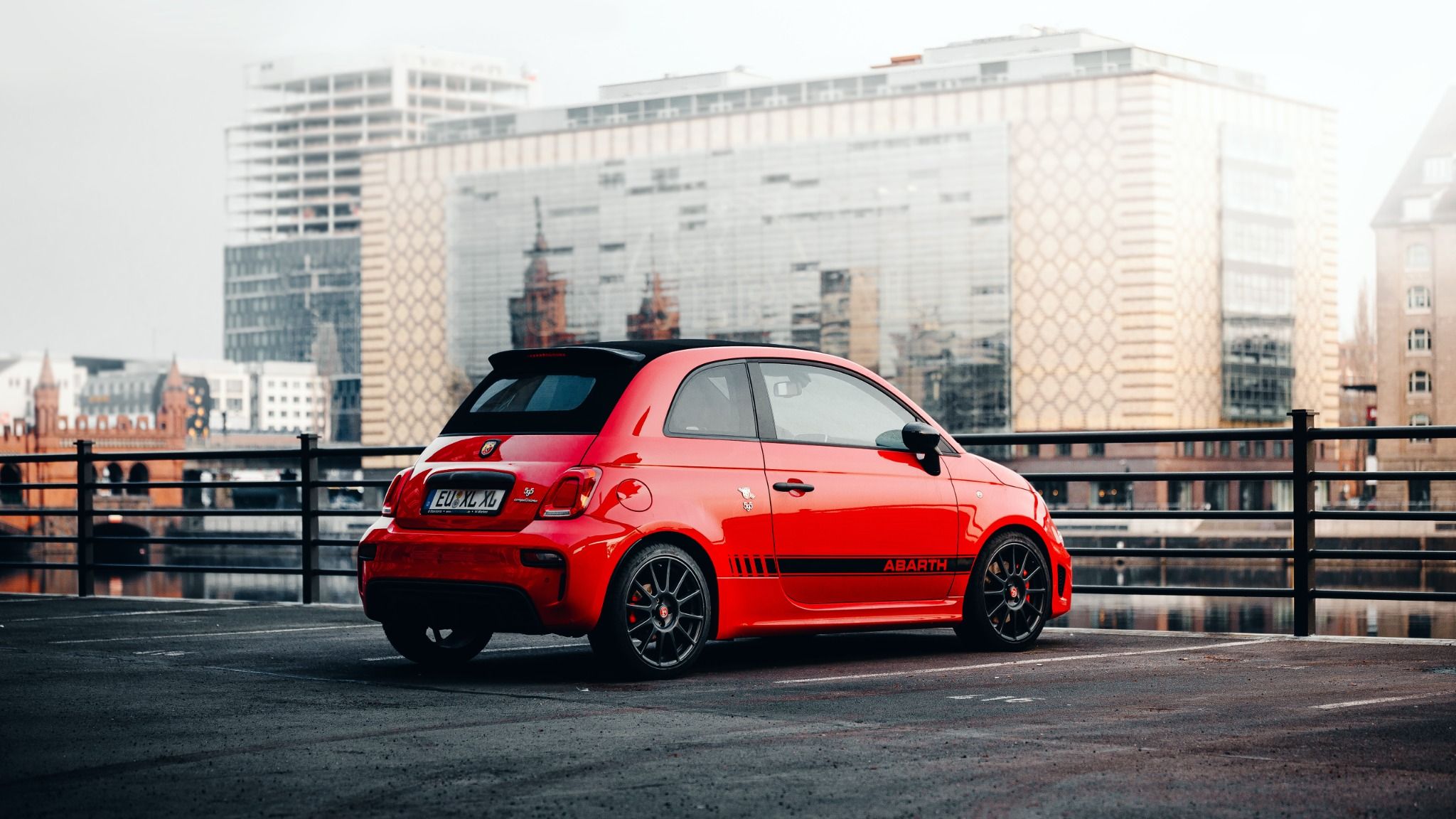 Side view of Red Abarth