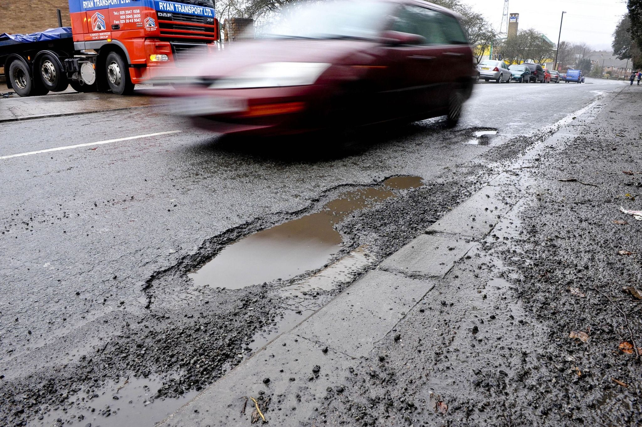 Potholes on the road