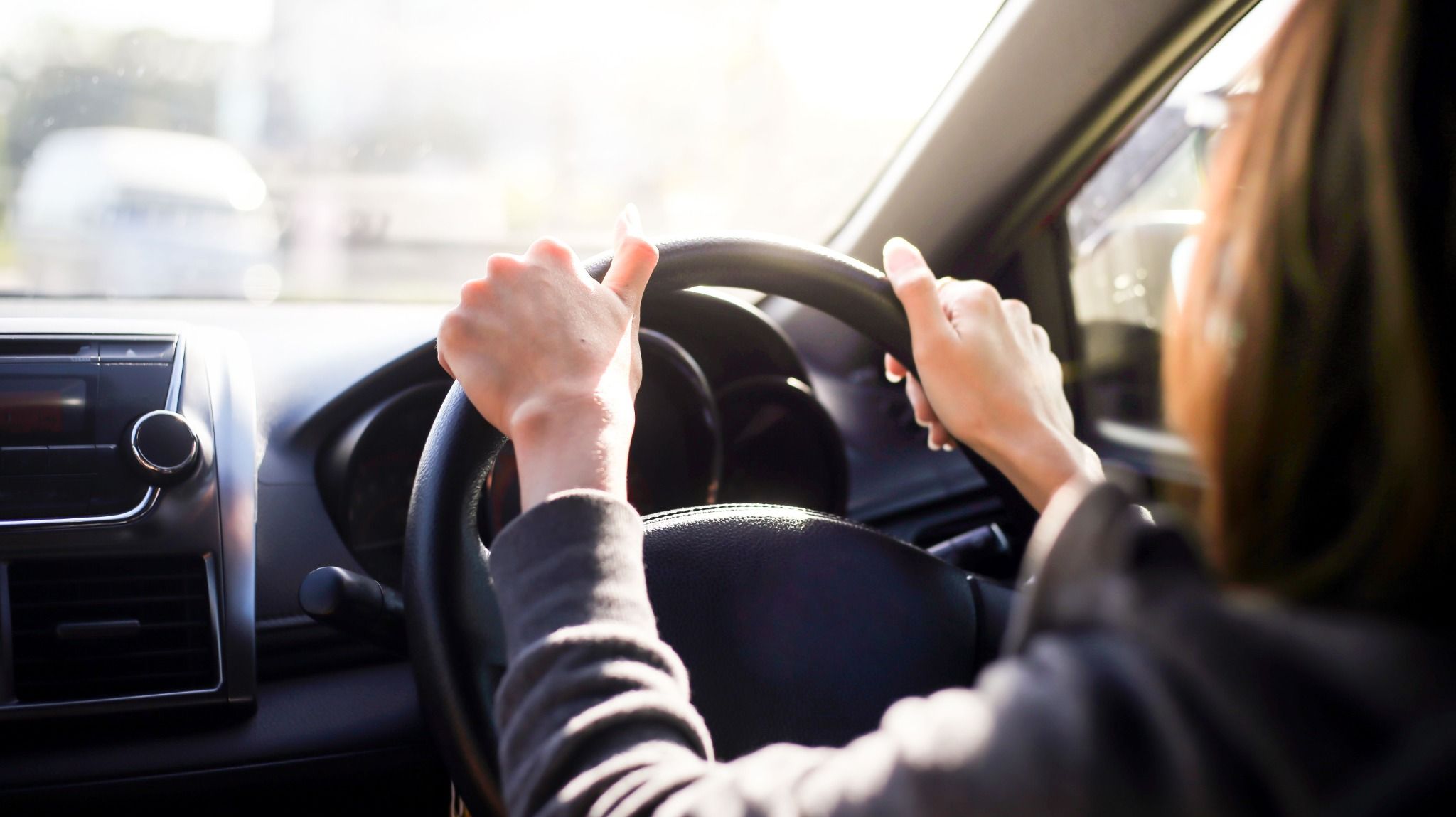 Woman driving a car